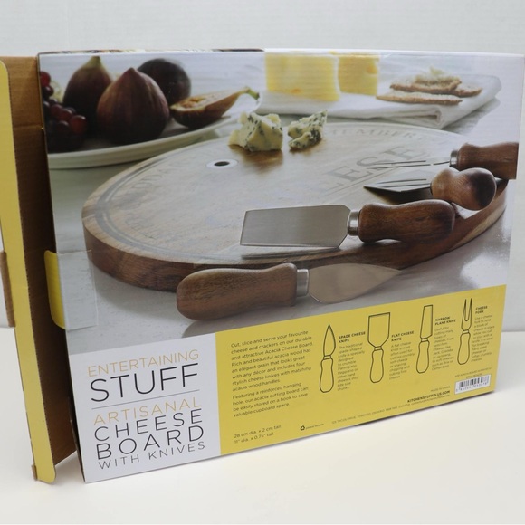 Artisanal Cheese Board With Knives 5 Pieces Arcadia Wood - Picture 5 of 14